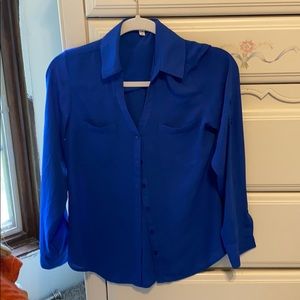 Blue button down blouse